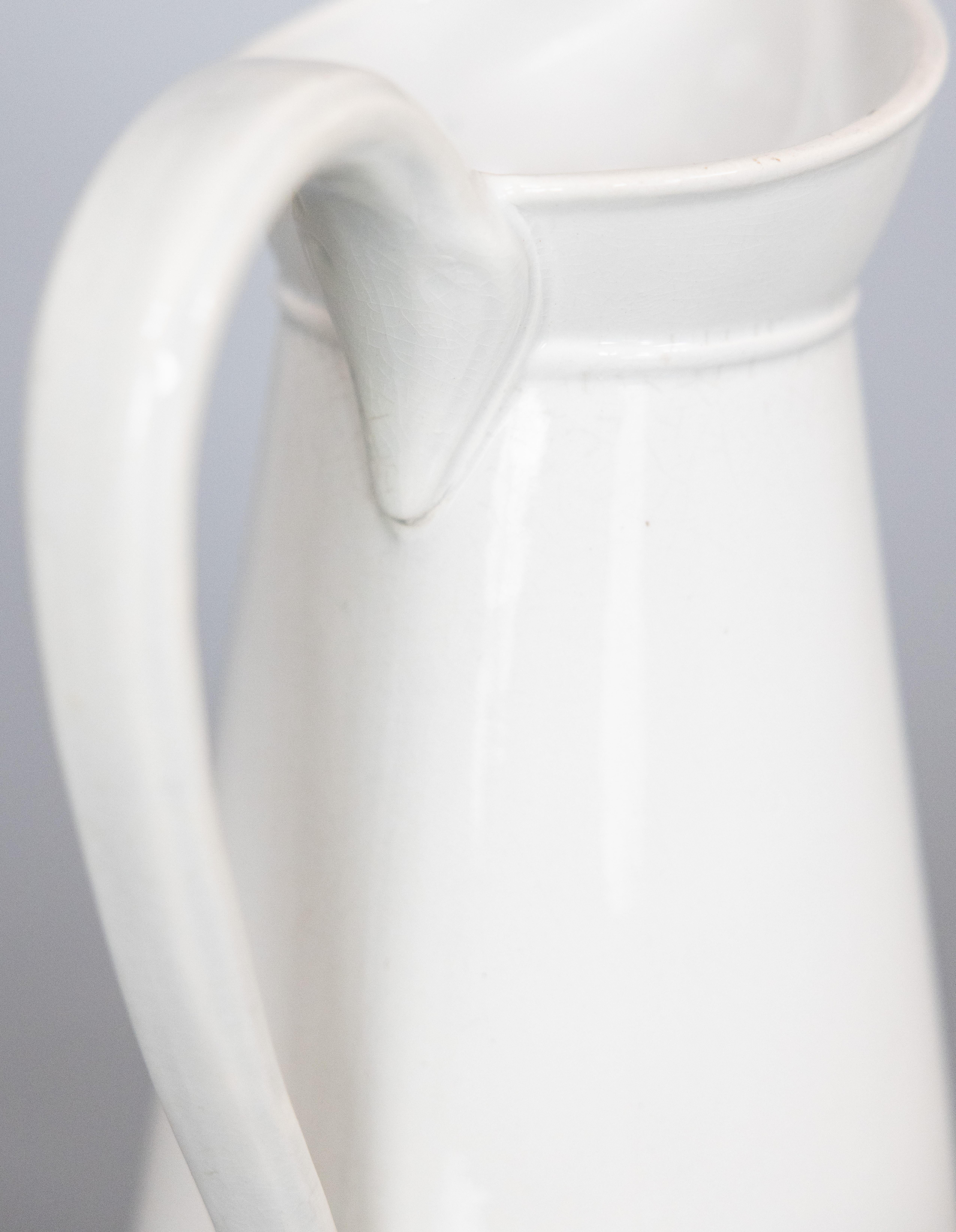 Large Antique French Choisy Le Roi White Ironstone Pitcher, circa 1880 For Sale 3