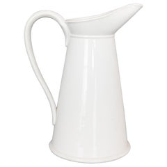 Large Antique French Choisy Le Roi White Ironstone Pitcher, circa 1880