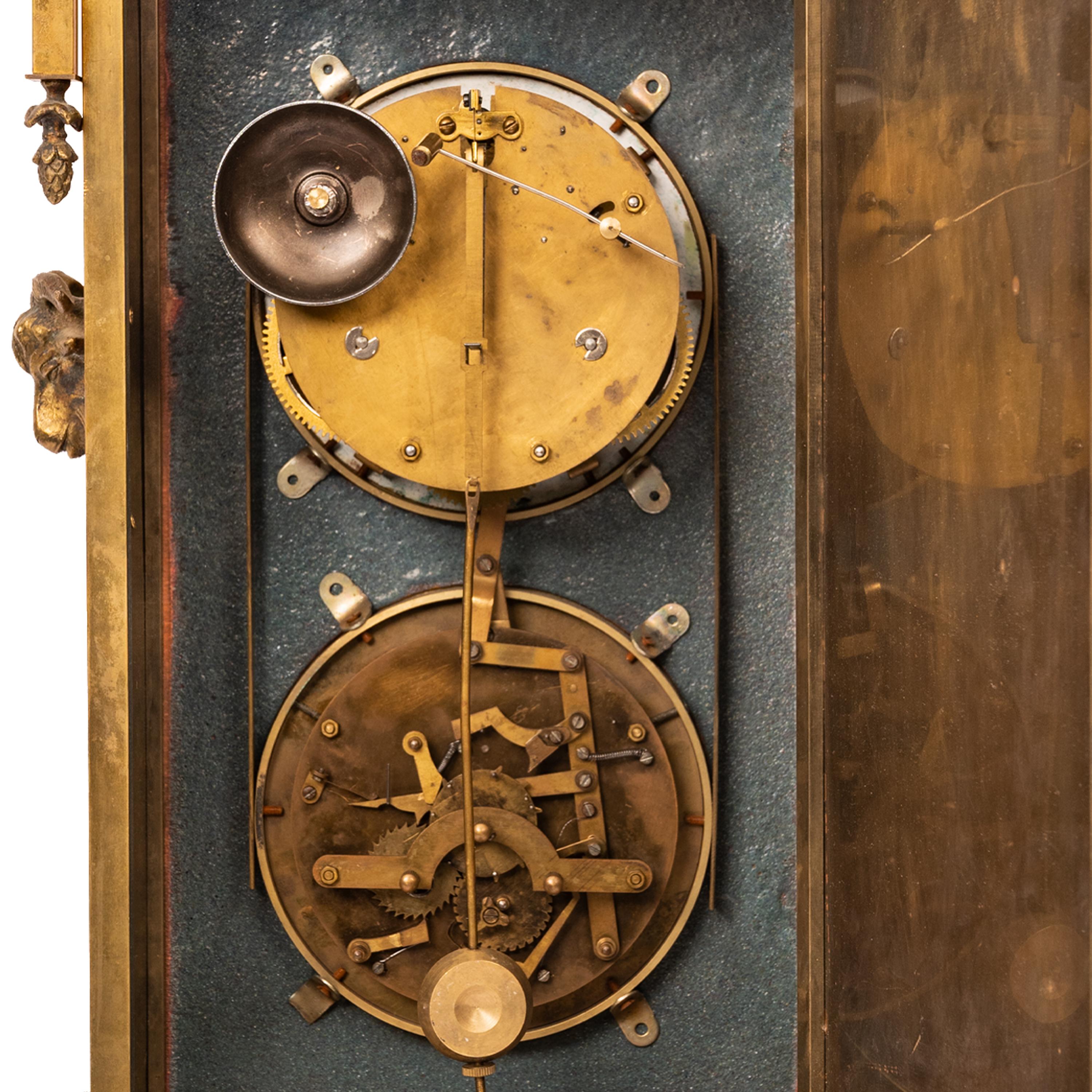 Large Antique French Cloisonné & Brass Astronomical 8 Day Calendar Clock 1890  6