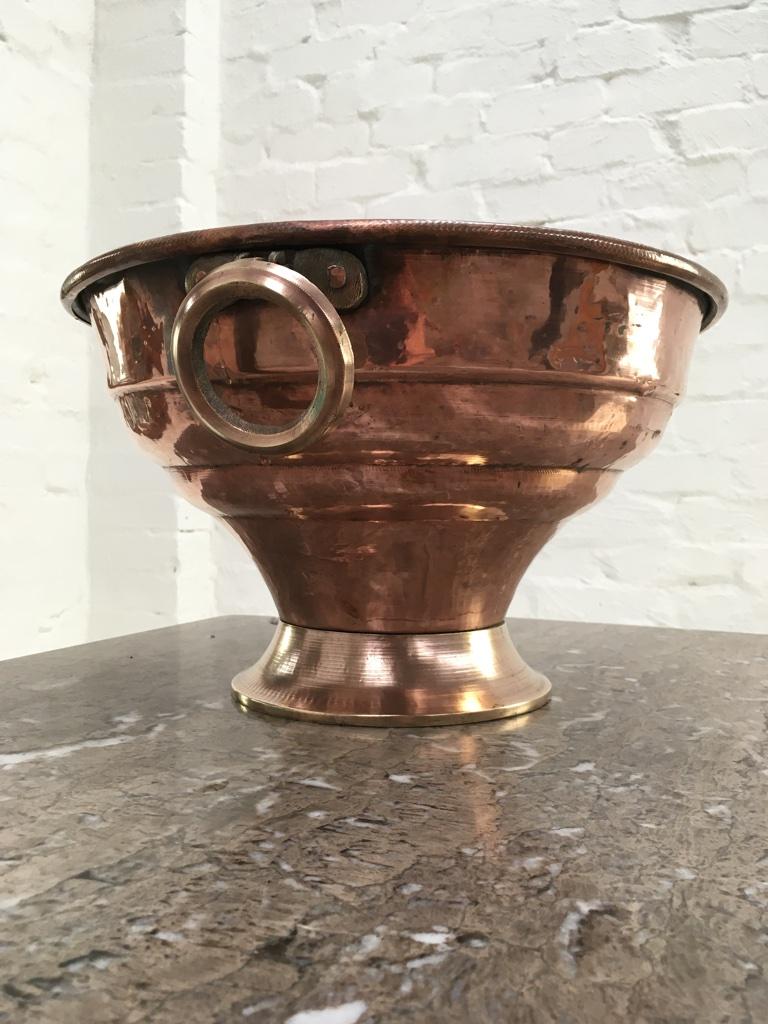 Hammered Large Antique French Copper Brass Champagne / Wine Cooler, 1850s, France