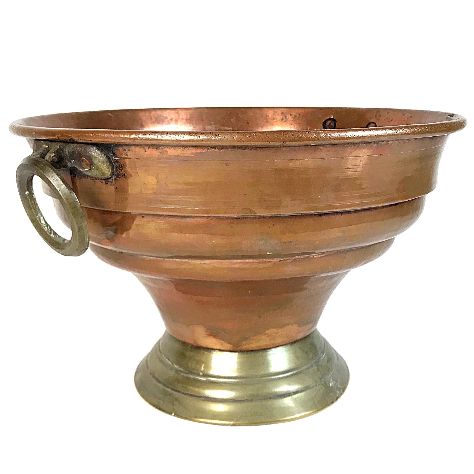 Large Antique French Copper Brass Champagne / Wine Cooler, 1850s, France