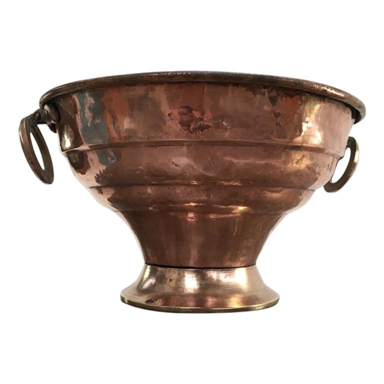 Large Antique French Copper Brass Champagne / Wine Cooler, 1850s, France