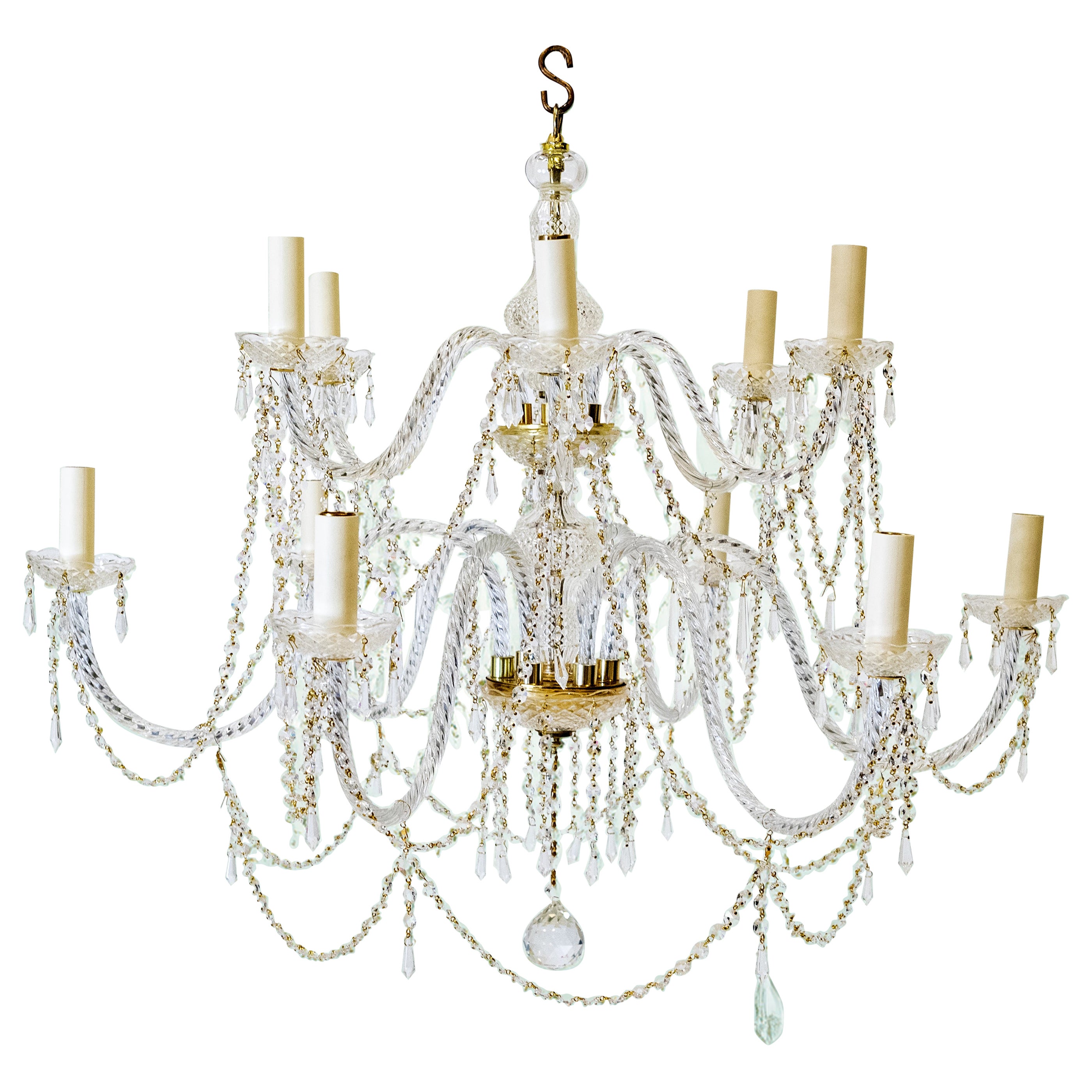 Large Antique French Crystal Chandelier