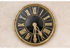 Large Antique French Decorative Painted Wood And Gilt Metal Wall Clock