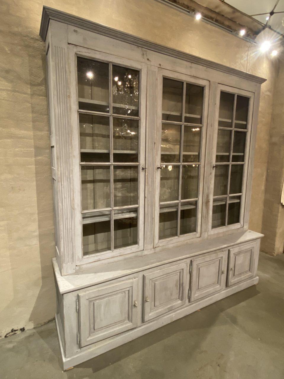 Wood Large Antique French Display Cabinet / Tallboy