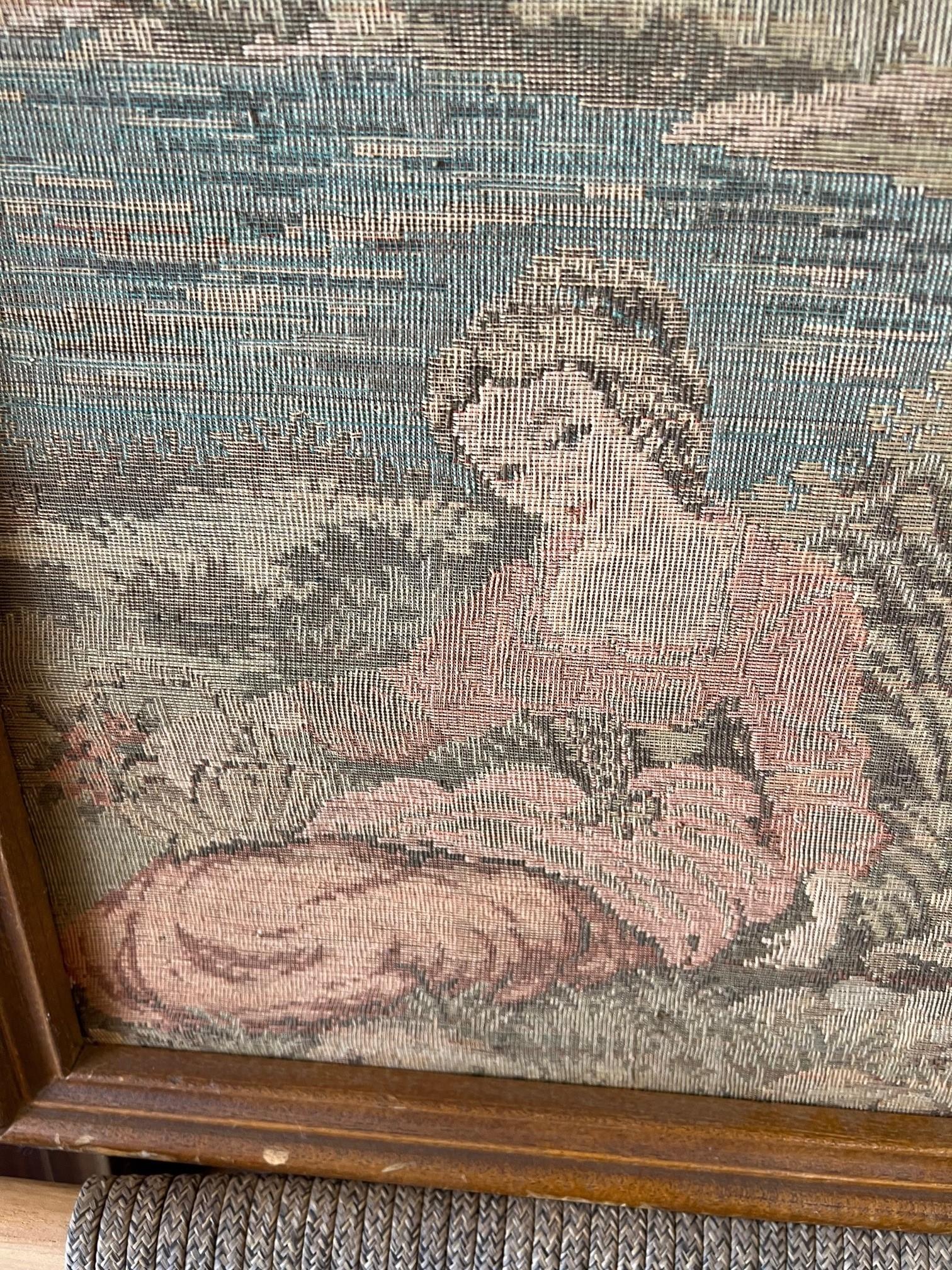 Large Antique French Embroidered Tapestry For Sale 11