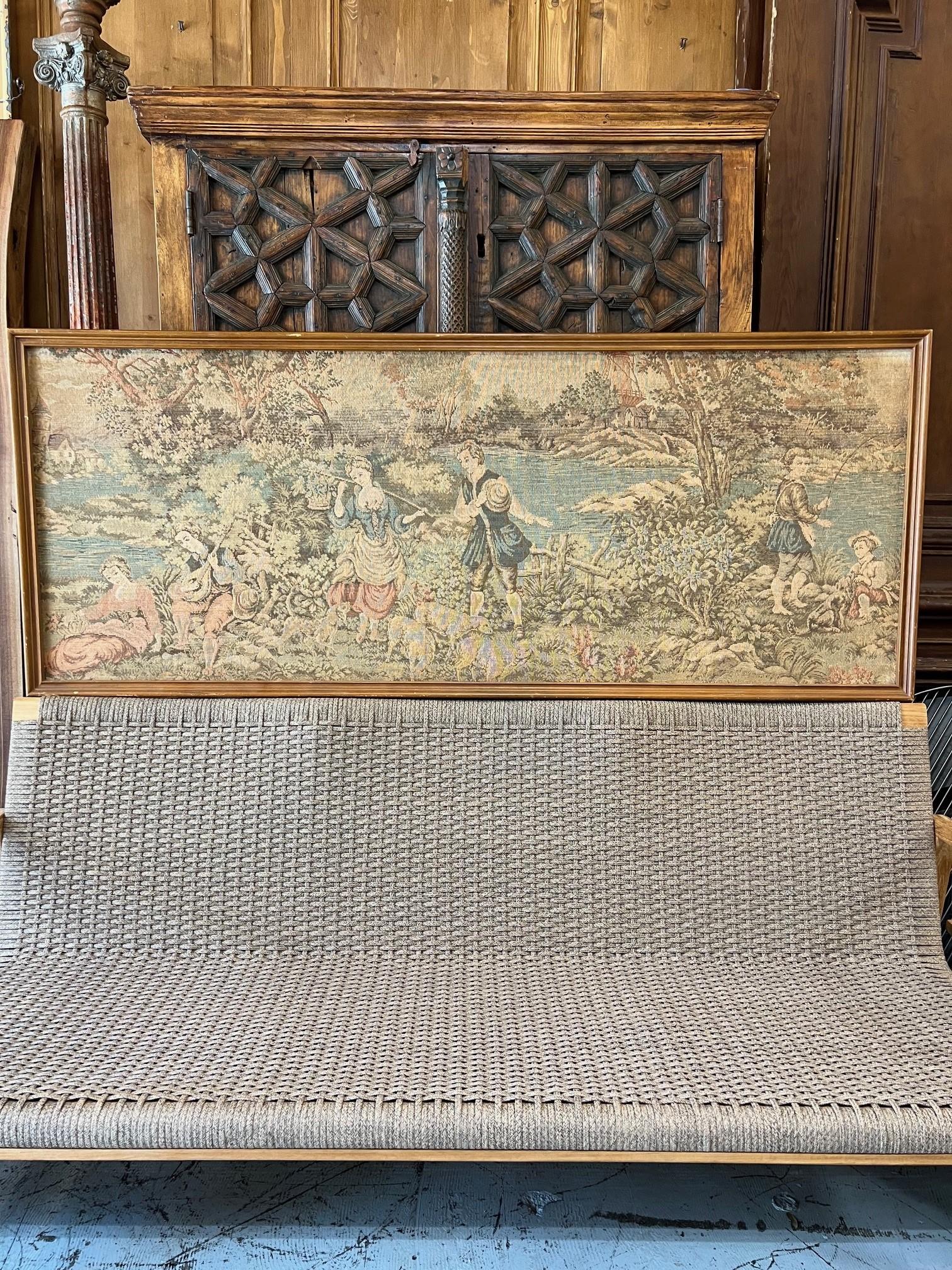 A beautiful extra large embroidered tapestry hand made in France.
A very good looking and decorative piece in a wood frame. I believe this to be a period 19th century piece that would look great in any setting.
Condition wise, the embroidery will