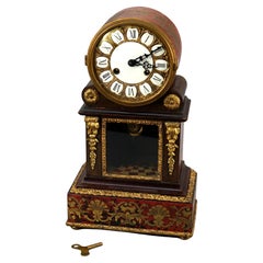 Large Antique French Empire Tortoise Boulle & Ormolu Mantle Clock Circa 1870