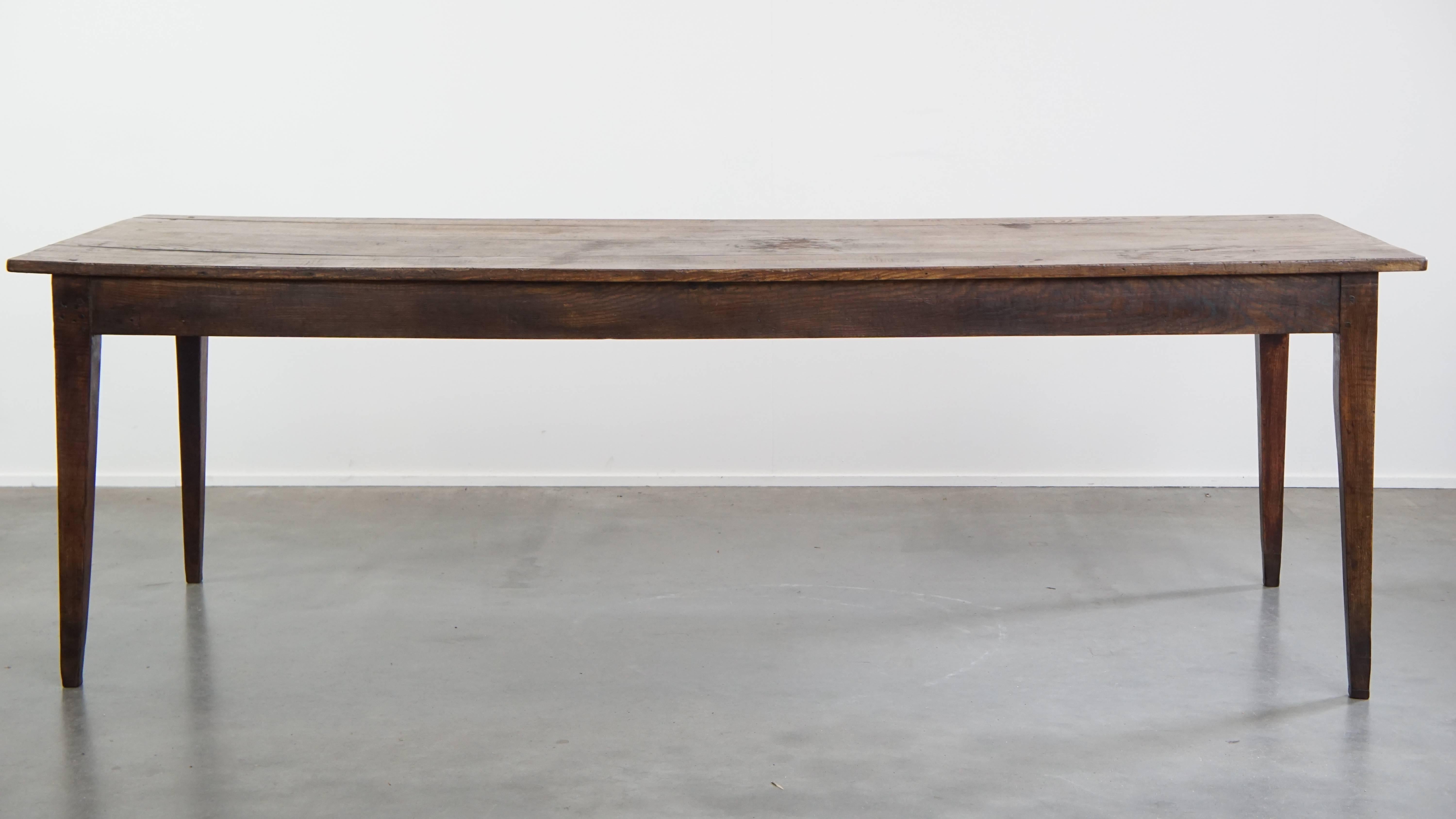 Hand-Crafted Large Antique French Farmhouse Dining Table for 6 to 8 People For Sale