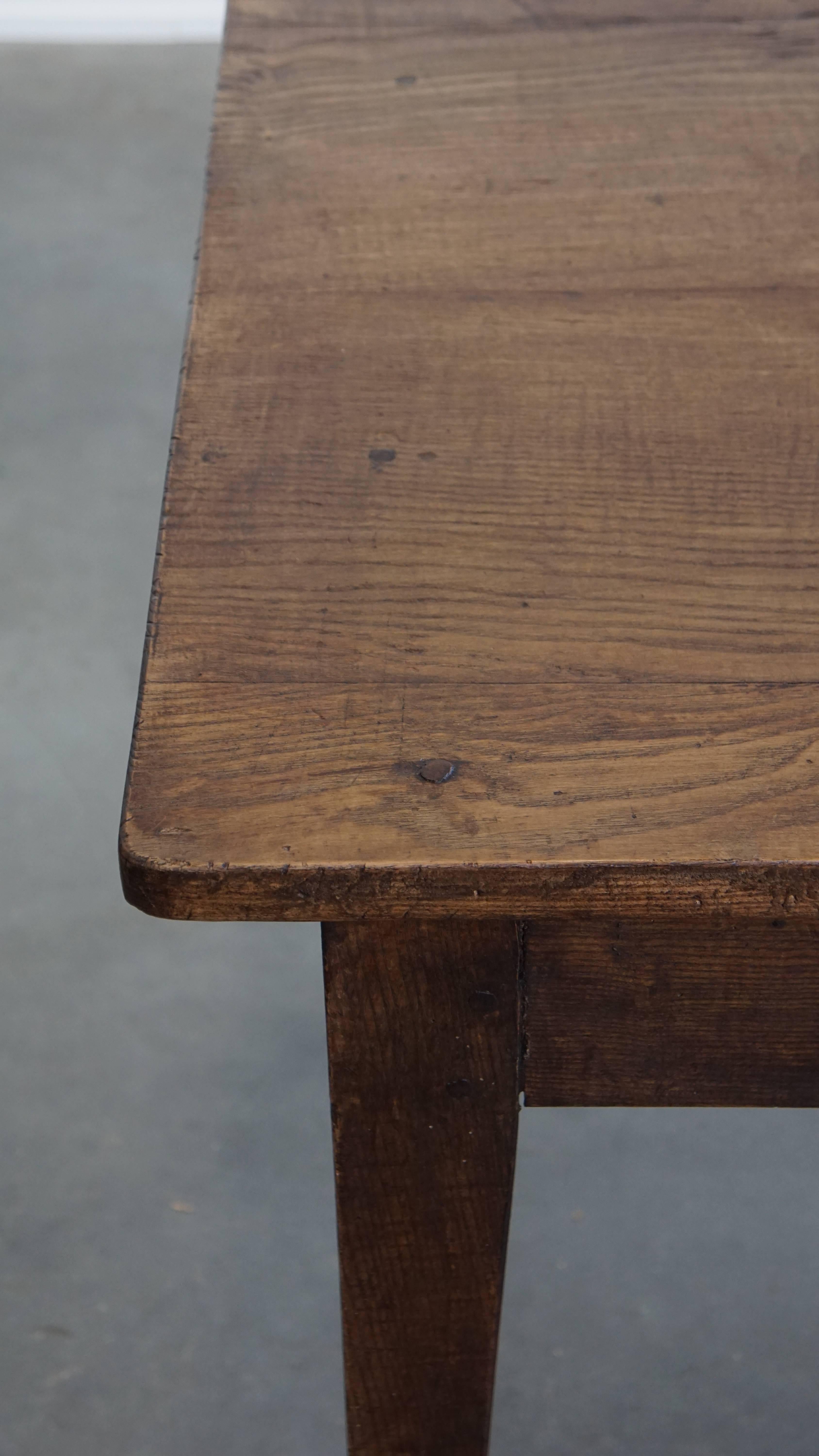 Wood Large Antique French Farmhouse Dining Table for 6 to 8 People For Sale