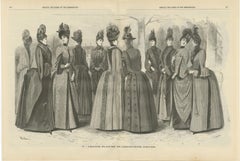 Large Antique French Fashion Plate, Winter Costumes Paris, c.1880