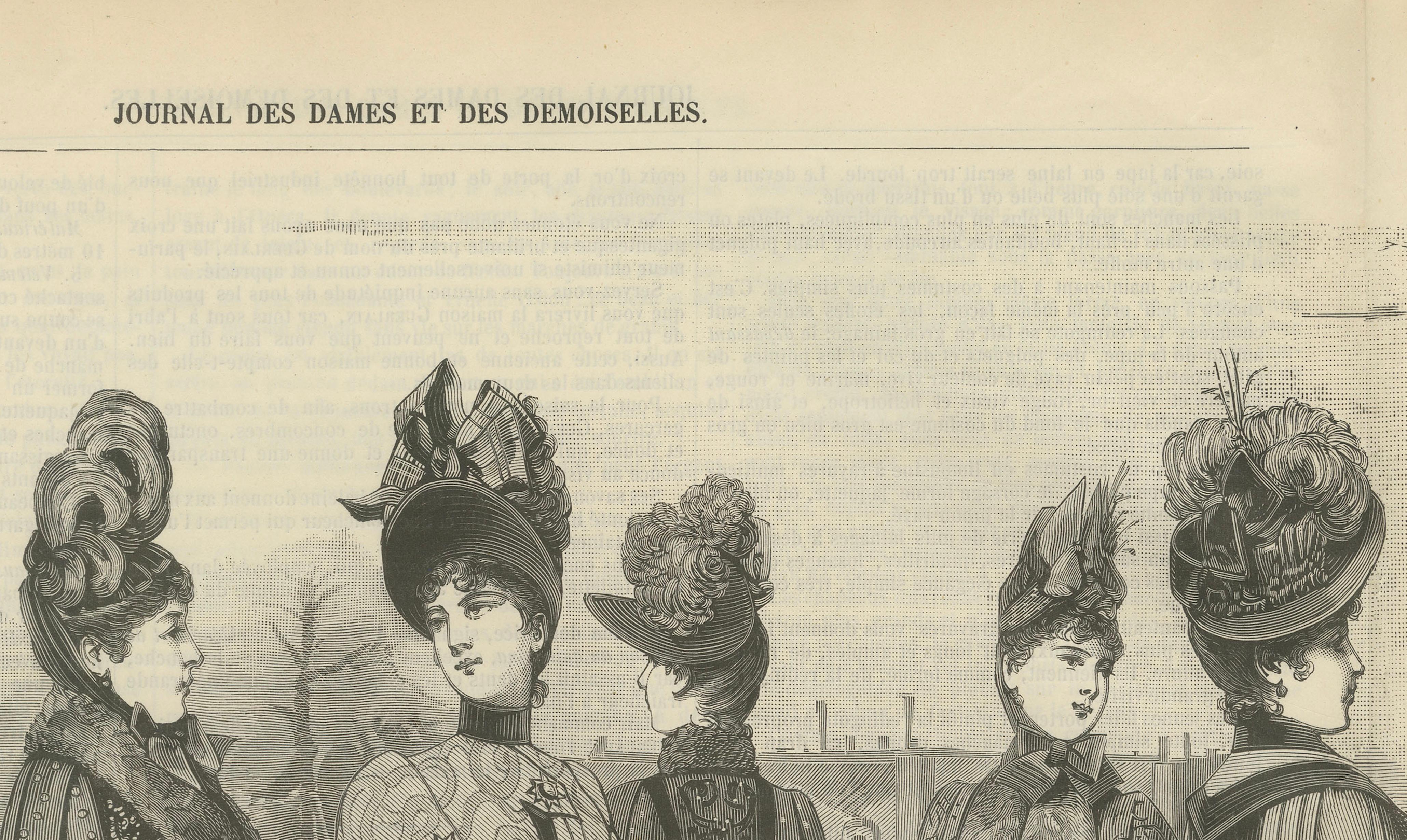 Large Antique French Fashion Plate, Winter Costumes Paris, c.1880