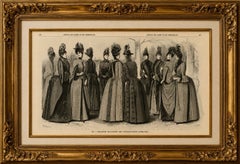 Large Antique French Fashion Plate, Winter Costumes Paris, c.1880