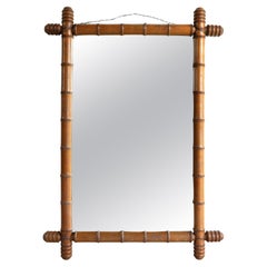 Grand Antique French Faux Bamboo Wall Mirror, début du 20ème siècle