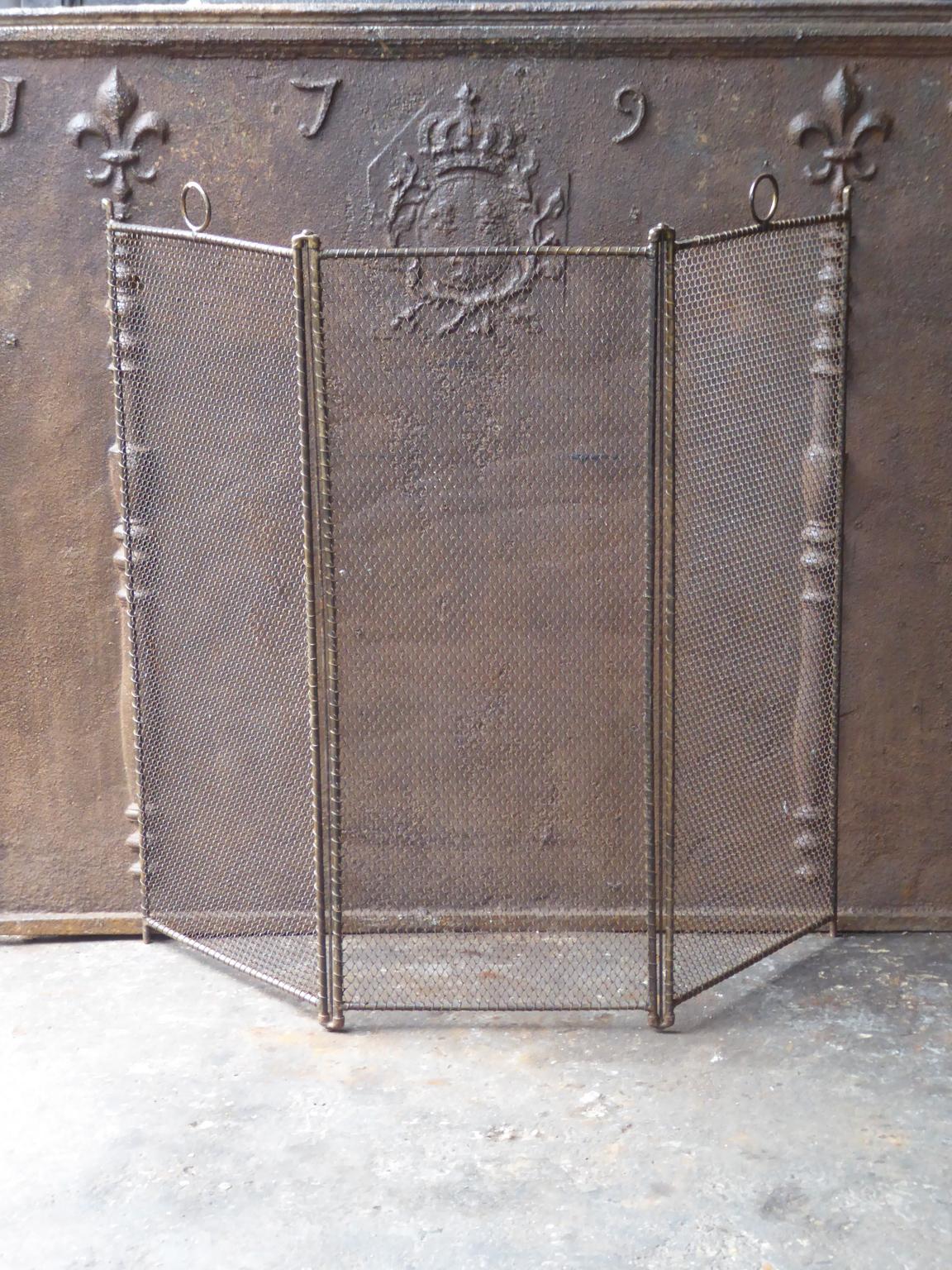 Iron Large Antique French Fireplace Screen, Napoleon III, 19th Century