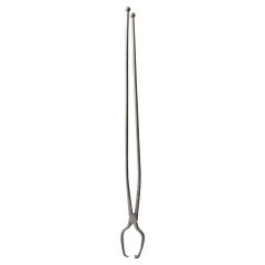 Large Antique French Fireplace Tongs, 18th Century
