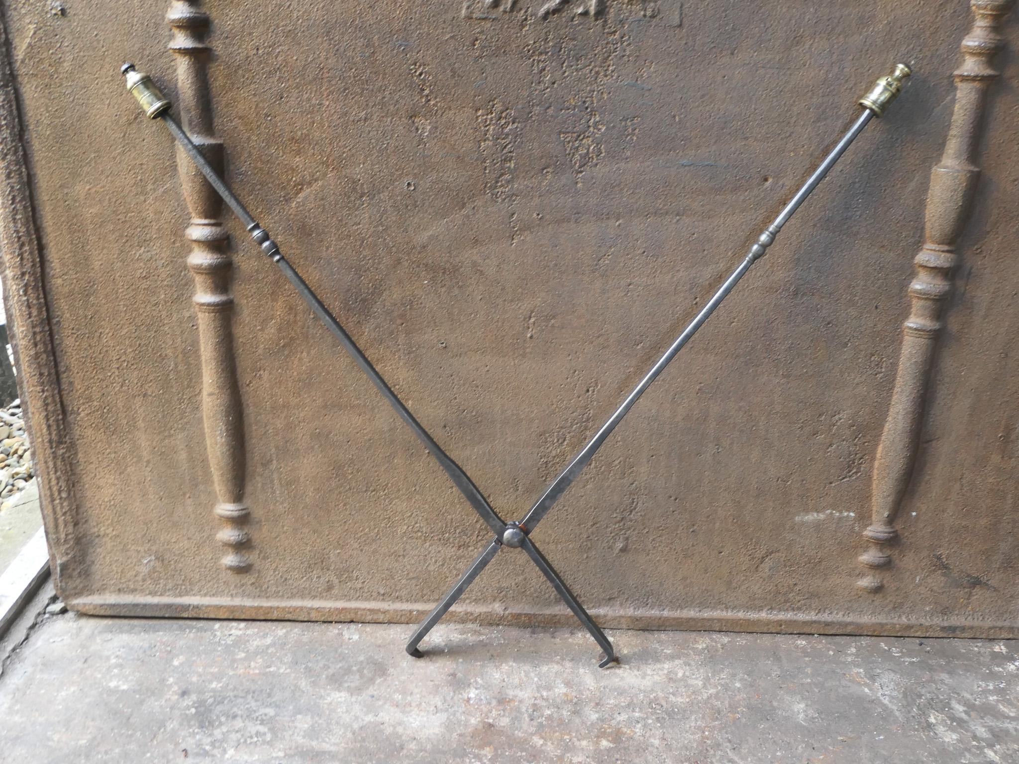 Large Antique French Fireplace Tongs, 19th Century For Sale 2