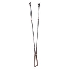 Large antique French Fireplace Tongs, Fire Tongs, 18th-19th Century