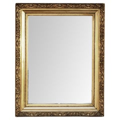 Gran Espejo de Pared Antiguo Francés Primer Acabado Forma Foliada Giltwood Enmarcado C1900