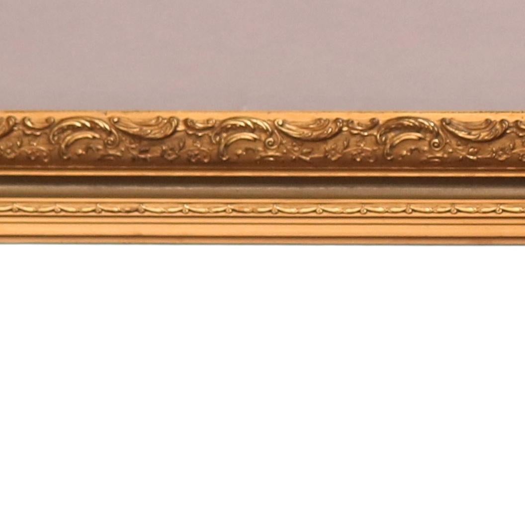 Large Antique French Foliate Giltwood Framed Wall Mirror, c1920 In Good Condition In Big Flats, NY