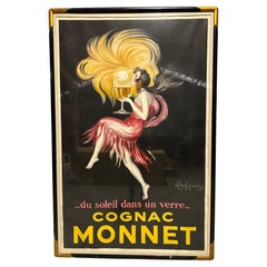Grande affiche française ancienne encadrée - Cognac MONNET - Signée 1927