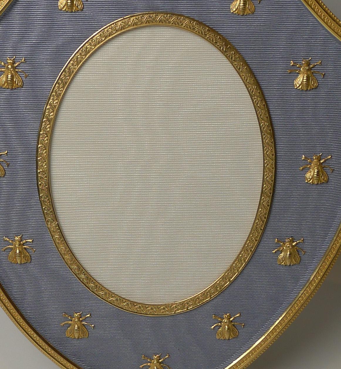 Gilt Large Antique French Gilded Bronze Photograph Frame, Napoleonic Bees c.1900 For Sale