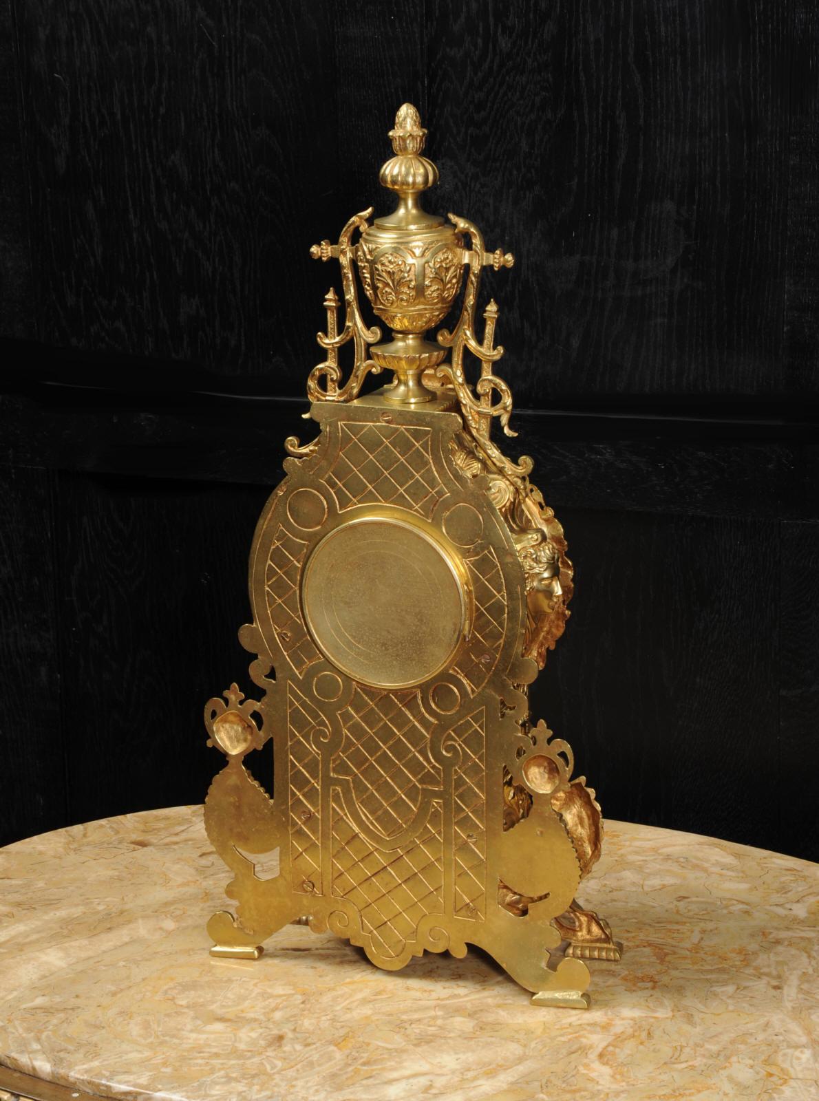 Large Antique French Gilt Bronze Baroque Clock 10