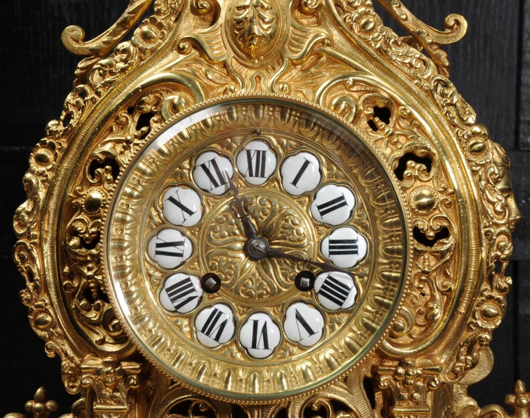 Large Antique French Gilt Bronze Baroque Clock at 1stDibs
