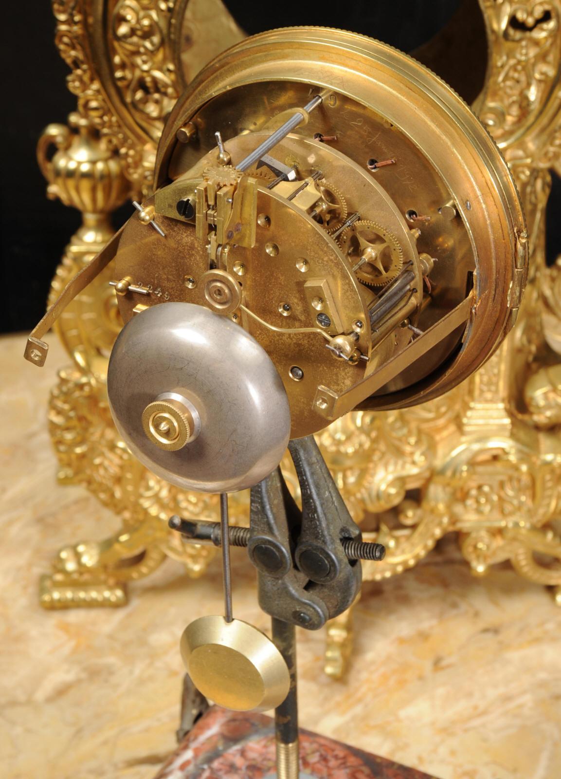 Large Antique French Gilt Bronze Baroque Clock 13