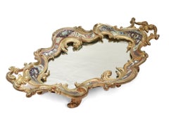 Grand plateau en bronze doré et émail champlevé Antique Mirror français