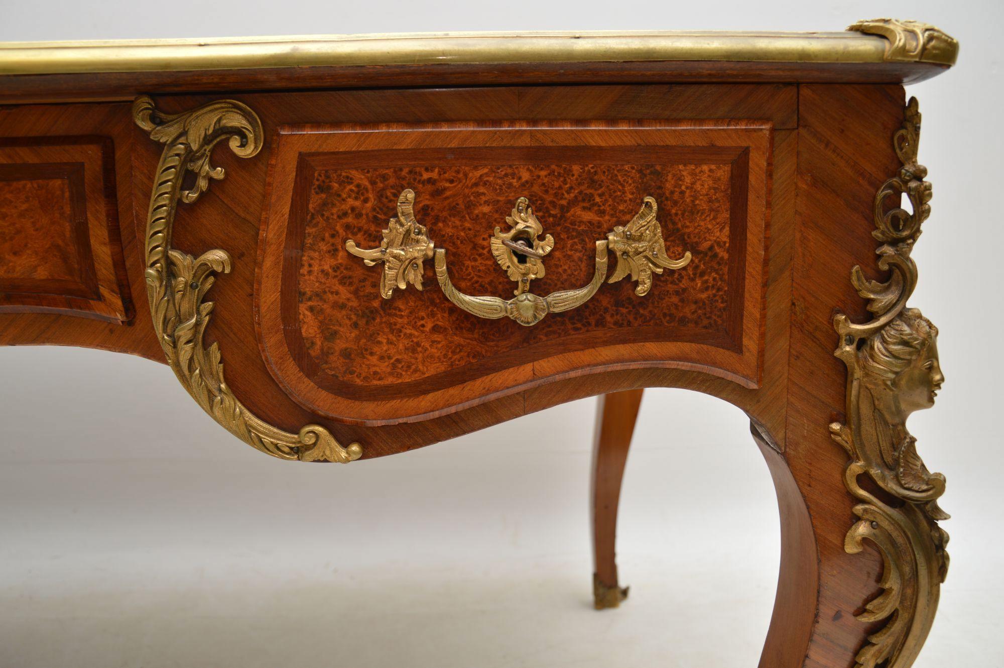 Large Antique French Gilt Bronze Mounted Kingwood Desk In Good Condition In London, GB