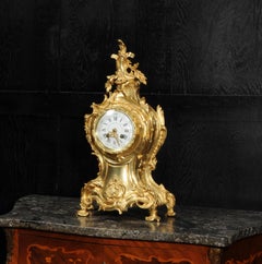 Large Antique French Gilt Bronze Rococo Clock by Louis Japy and Henri Riondet