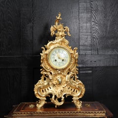 Large Antique French Gilt Bronze Rococo Clock
