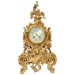 Large Antique French Gilt Bronze Rococo Clock Large Antique French Gilt Bronze Rococo Clock