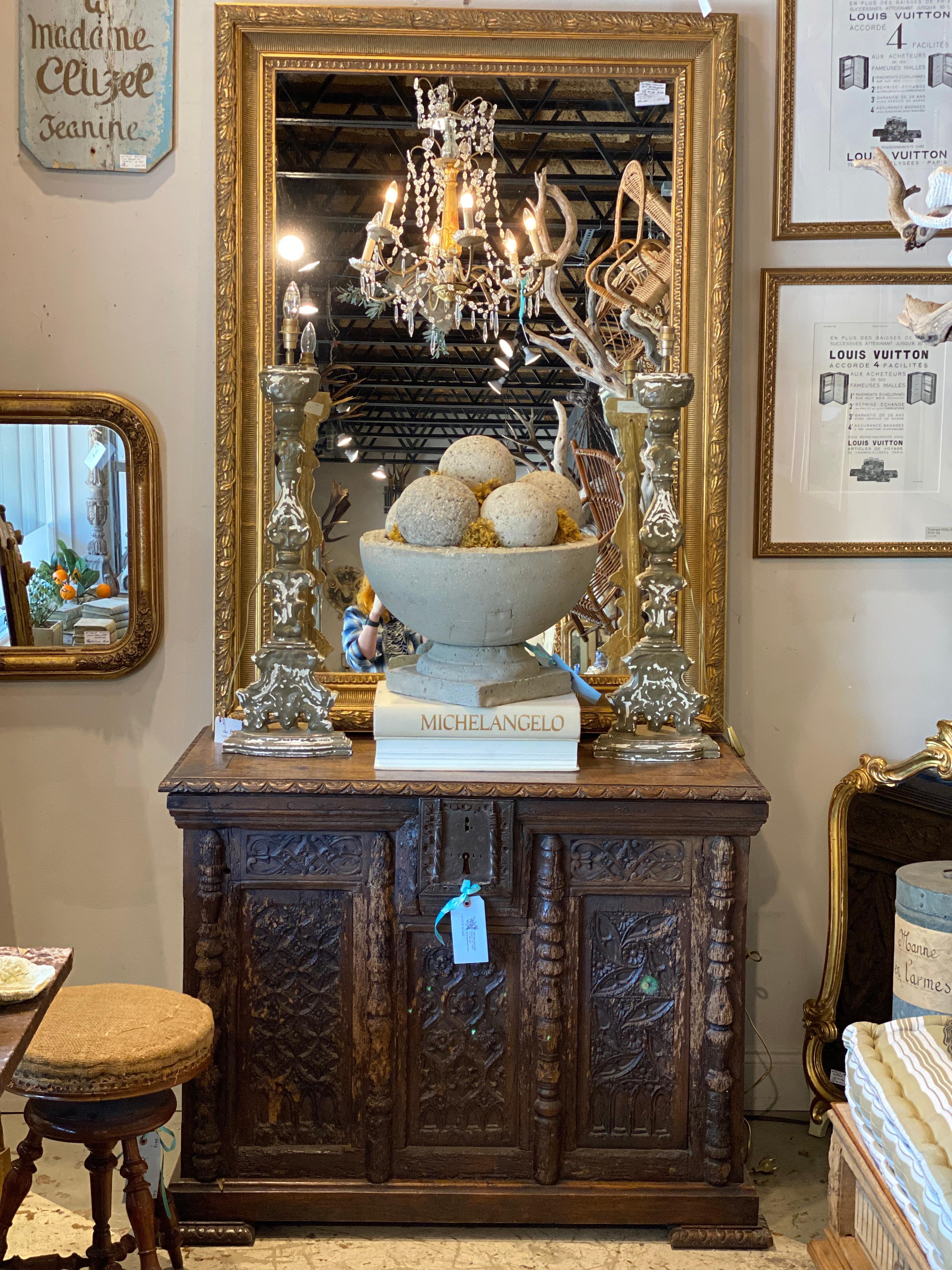 Large Antique French Gilt Frame Mirror 9