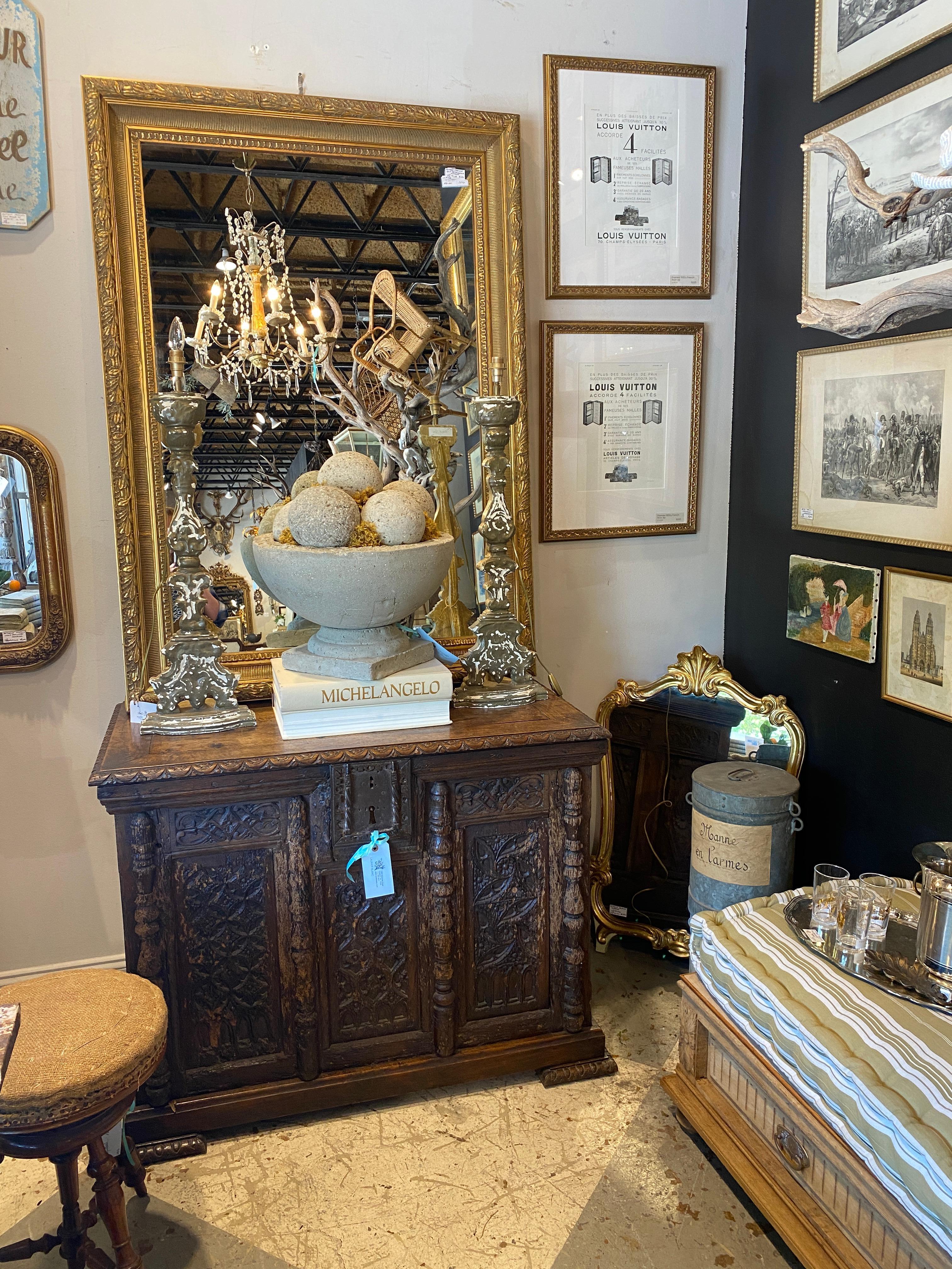 Large Antique French Gilt Frame Mirror 10