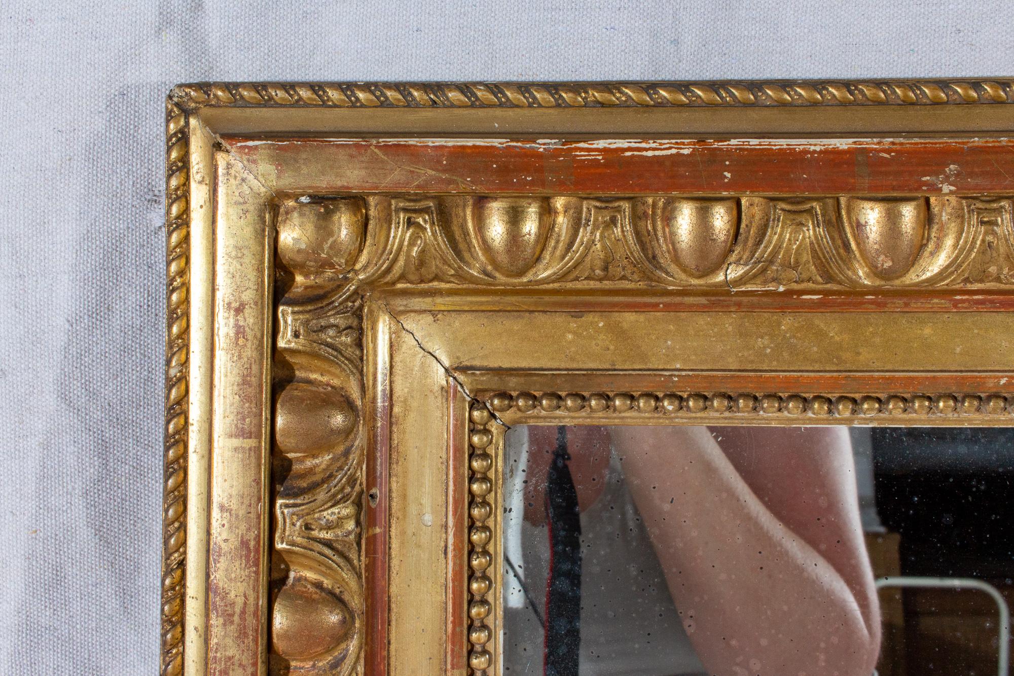 19th Century Large Antique French Gilt Mirror with Original Glass