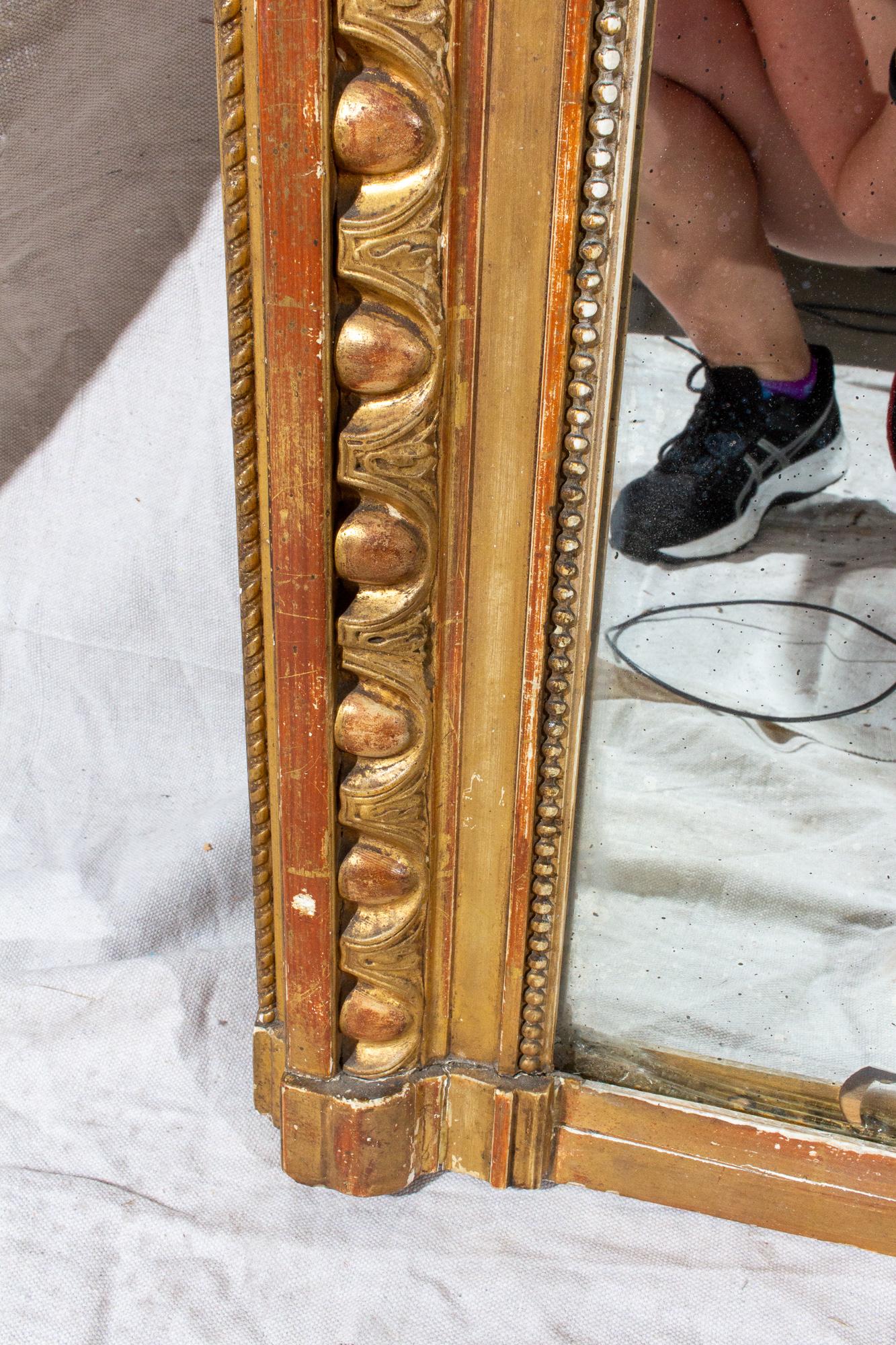 Large Antique French Gilt Mirror with Original Glass 2