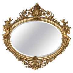 Large Antique French Gilt Wood Mirror