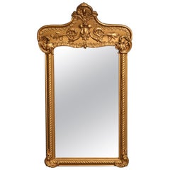 Large Antique French Giltwood Scroll and Foliate Wall Mirror, circa 1890