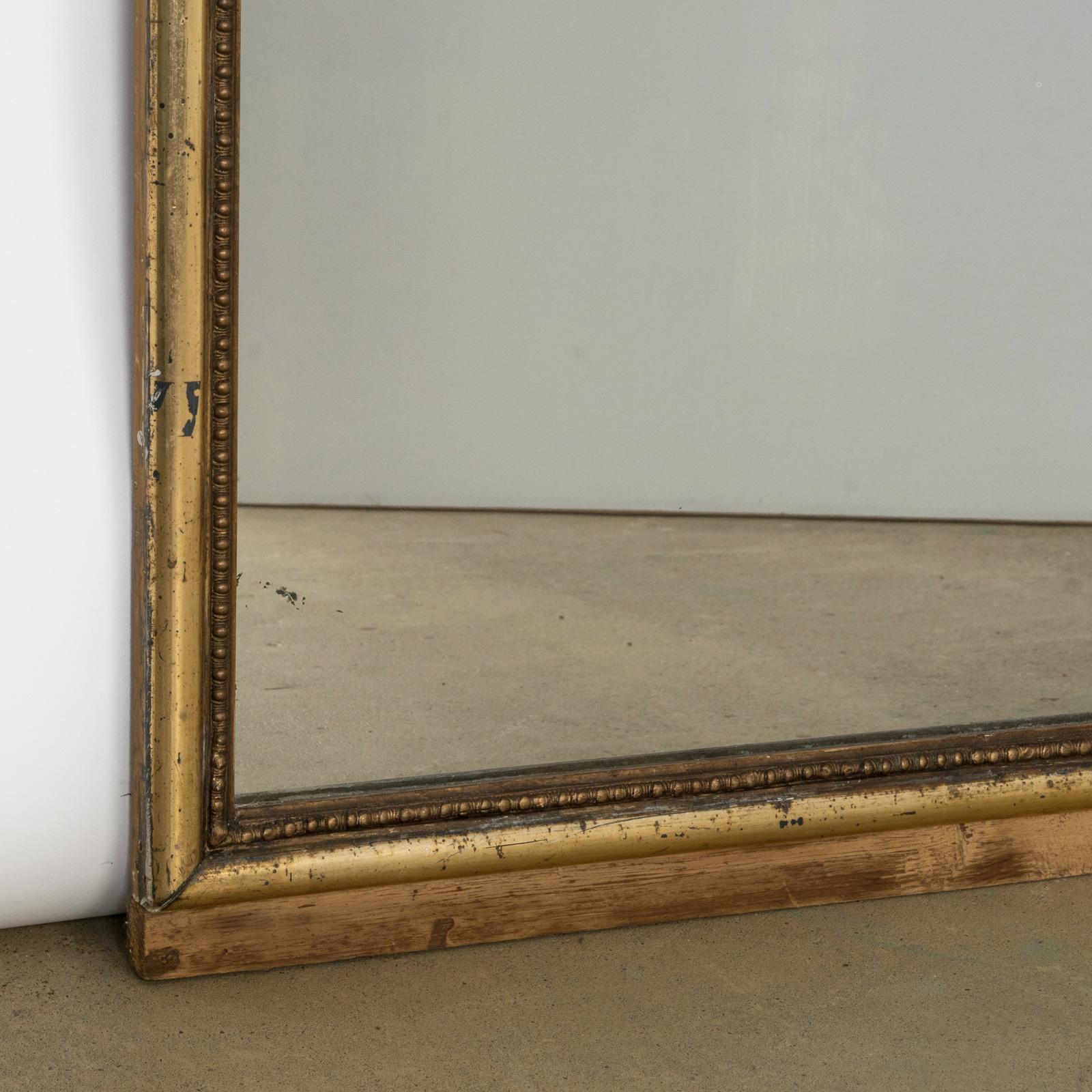 Großer antiker französischer Giltwood 1900er Jahrhundertwende Rechteckiger Spiegel (Handgefertigt) im Angebot