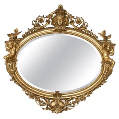 Large Antique French Giltwood Mirror