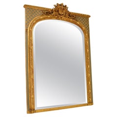 Large Antique French Giltwood over Mantle Mirror