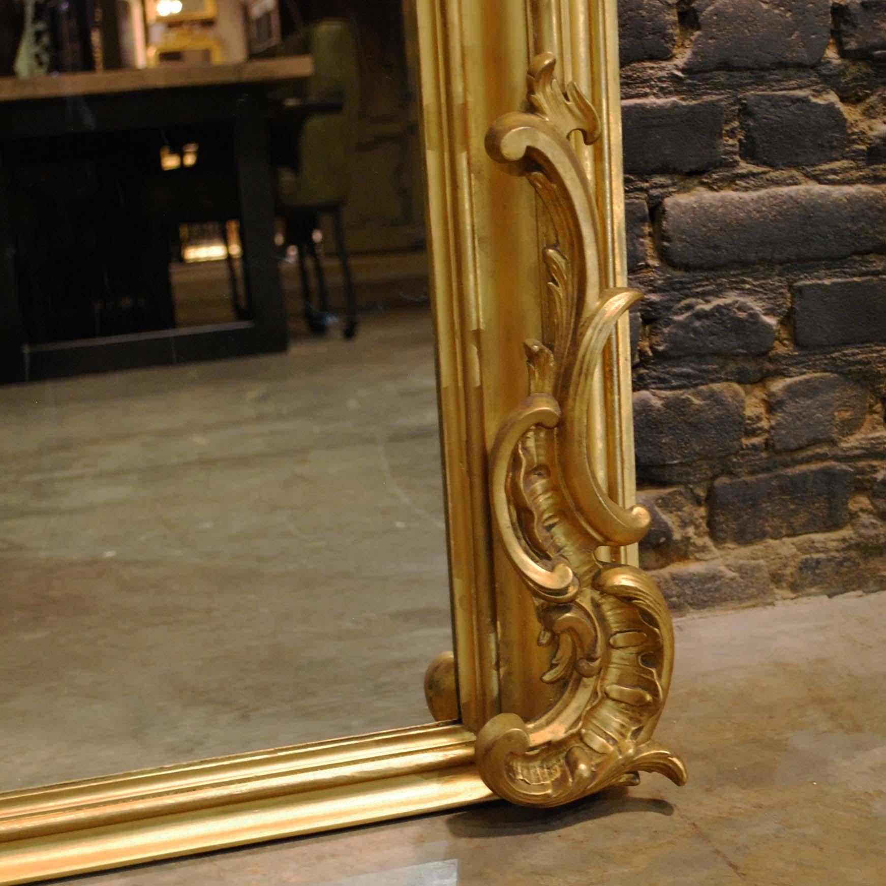 Large Antique French Gold Gilt Louis Philippe Mirror with Ornate Crest 2