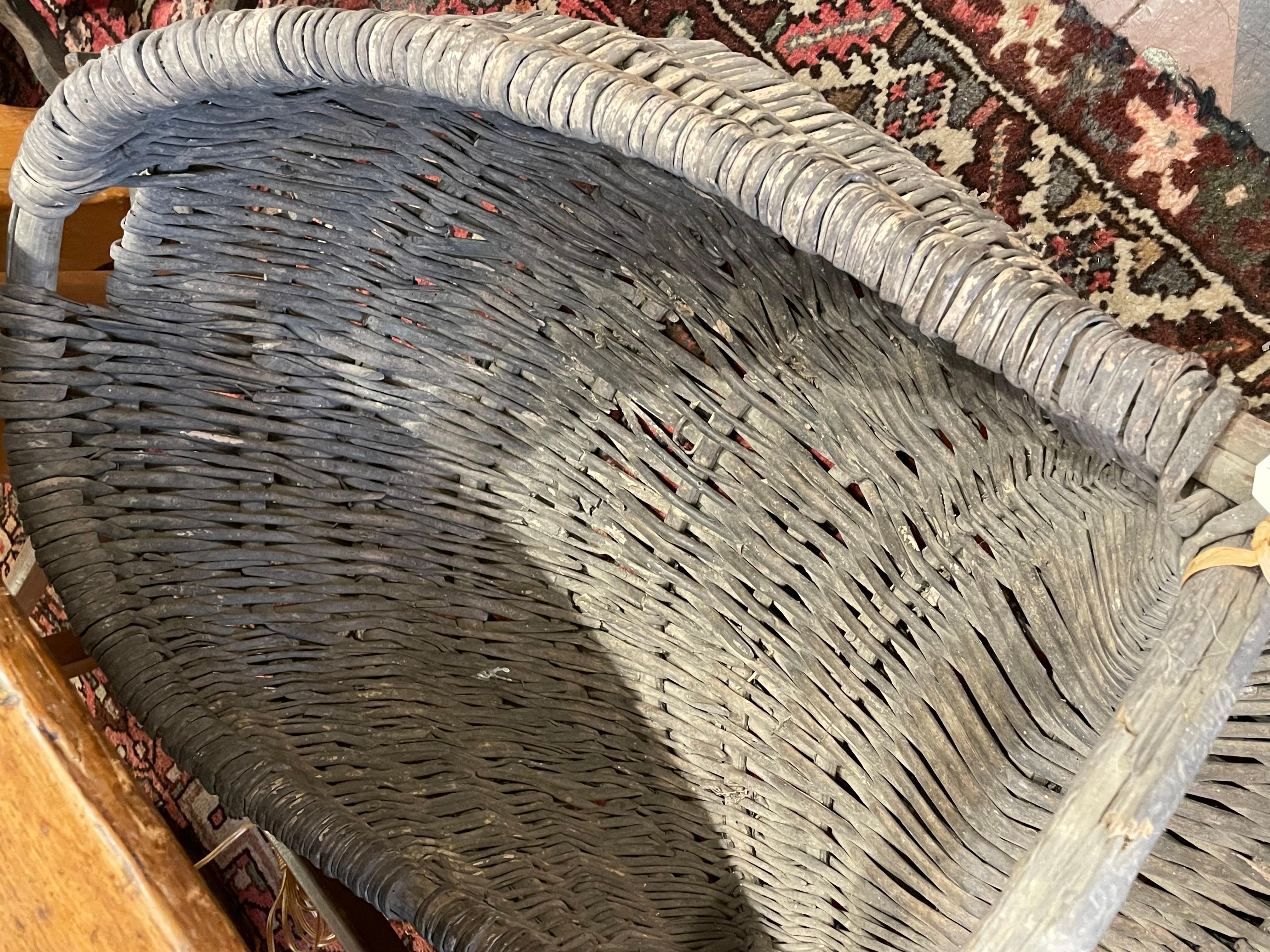 Wicker Large Antique French Grape Harvest Arm Basket