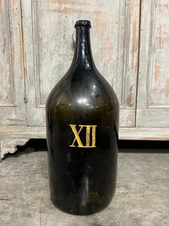 Large Antique French Hand Blown and Painted Wine Bottle, Normandy, Circa 1880s