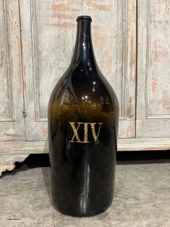 Large Antique French Hand Blown and Painted Wine Bottle, Normandy, Circa 1880s
