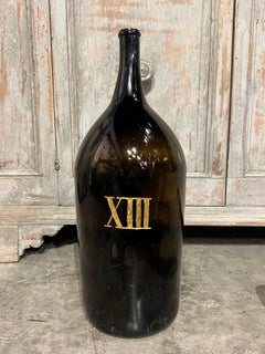 Grande bottiglia di vino francese soffiata e dipinta a mano, Normandia, CIRCA 1880