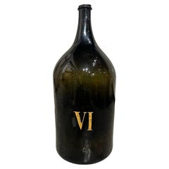 Large Antique French Hand Blown and Painted Wine Bottle, Normandy, Circa 1880s