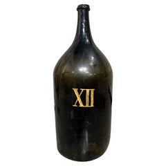 Large Antique French Hand Blown and Painted Wine Bottle, Normandy, Circa 1880s
